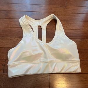 Brand new never worn shiny white sports bra from Noire Blanc